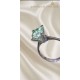 1.4 Carat Mozanite Taşlı Su Yeşili Renk Gümüş Yüzük