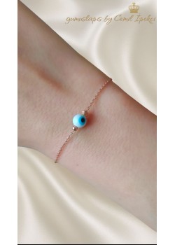 Nazar Boncuklu Top Motif Gümüş Bileklik 