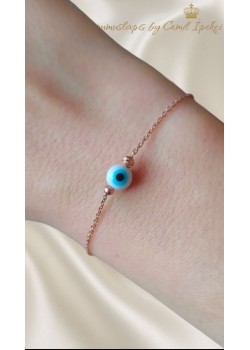 Nazar Boncuklu Top Motif Gümüş Bileklik 