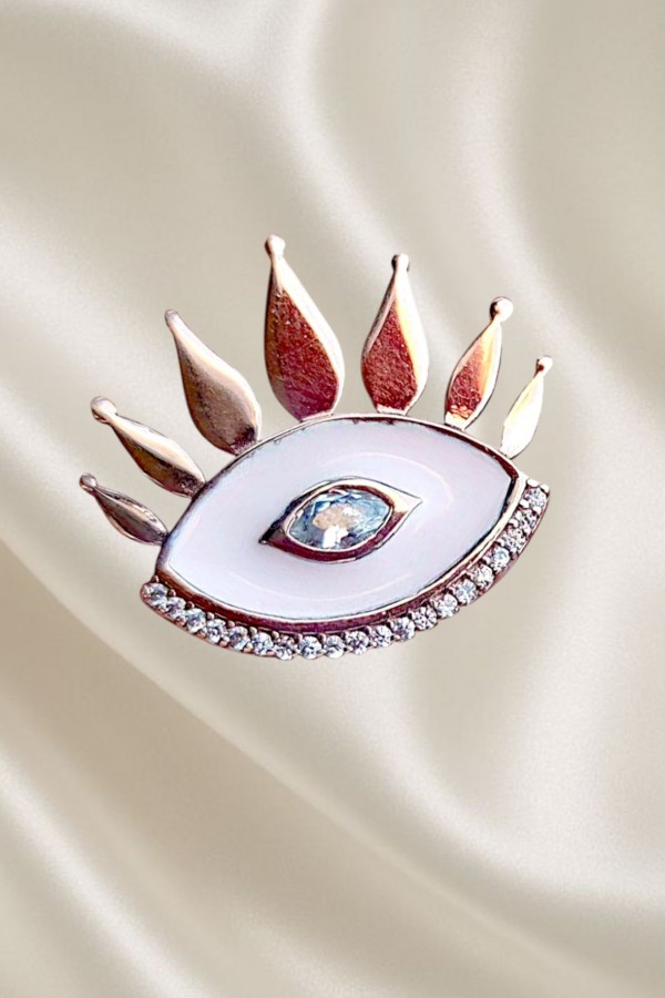 Göz Motif Mineli Gümüş Yüzük