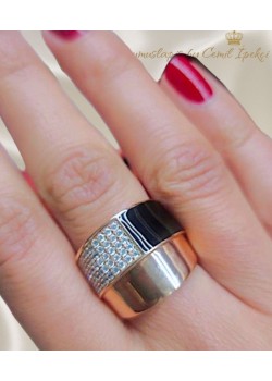 Siyah Mineli Gümüş Yüzük