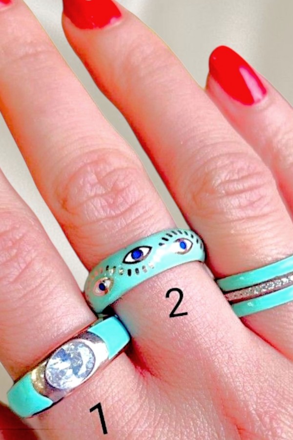 3 Numara Yarım Mineli Su Yeşili Gümüş Yüzük