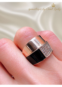 Siyah Mineli Gümüş Yüzük