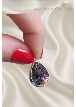 Mistik Kuvars Taşlı Gümüş Kolye Ucu 