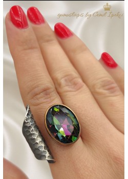 Lab Mistik Kuvars Taşlı Gümüş Yüzük 