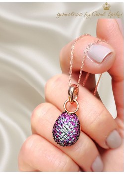 Koyudan Açığa Yakut Renk Geçişli Gümüş Kolye