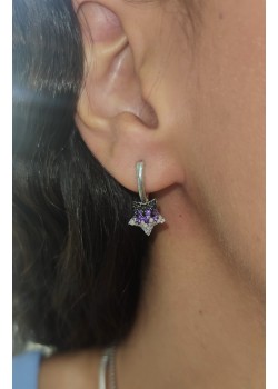 Koyudan Açığa Renk Geçişli Yıldız Motif Gümüş Küpe (beyaz)