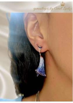 Koyudan Açığa Renk Geçişli Gümüş Küpe Çifti 