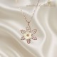 Sedef Taşlı Çiçek Motif Gümüş Kolye (rose)