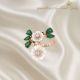 Çiçek Motif Peridot Taşlı Uzun Gümüş Yüzük (rose)