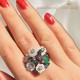 Ametist Peridot ve Sedef Taşlı Çiçek Motif Gümüş Yüzük Ametist Peridot ve Sedef Taşlı Çiçek Motif Gümüş Yüzük