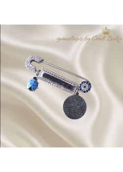 Uğur Böceği, Nazar Boncuğu ve Dua Yazılı Gümüş Bebek İğnesi