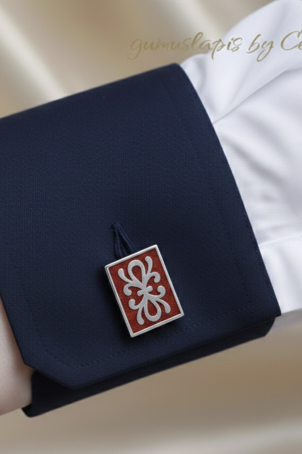 Mozaik Desen Gümüş Kol Düğmesi Serisi 