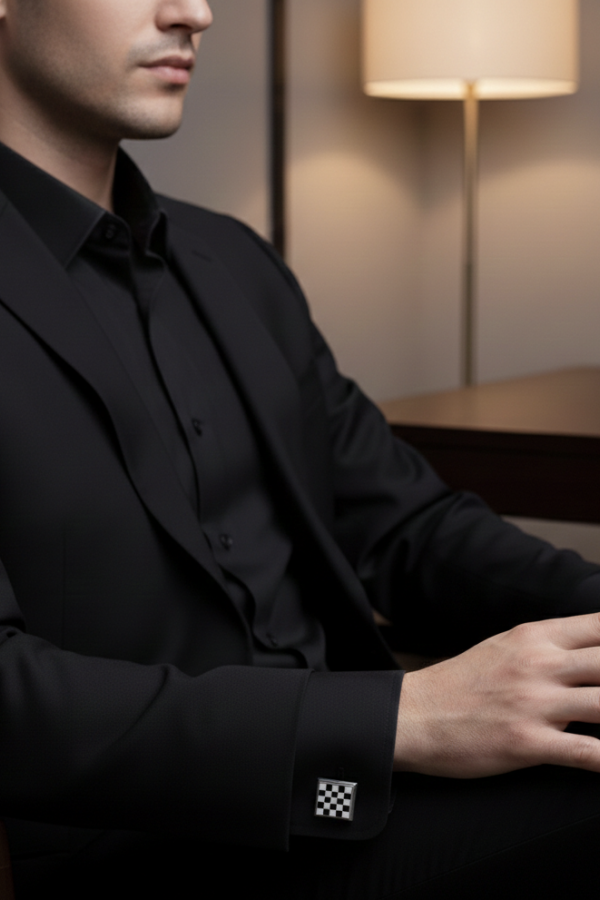 Mozaik Desen Gümüş Kol Düğmesi Serisi 