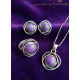 Mor Turkuaz Taşlı Gümüş Set