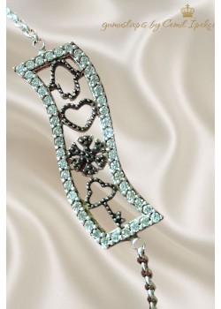 Desenli Dikdörtgen Motif Gümüş Mini Bileklik 