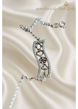 Desenli Dikdörtgen Motif Gümüş Mini Bileklik 