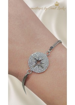 Kutup Yıldızı Motif Gümüş Bileklik