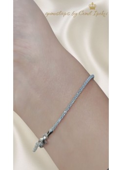 Ortası Kare Motif Gümüş Suyolu Bileklik 