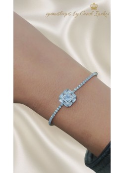 Ortası Kare Motif Gümüş Suyolu Bileklik 