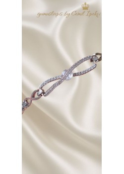 Ortası Taşlı Kenarı Düz Zincir Gümüş Bileklik 