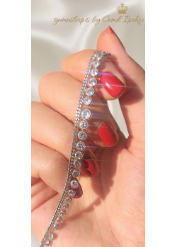 Laboratuvar Pırlantası Taşlı Süzme Motif Gümüş Suyolu Bileklik 