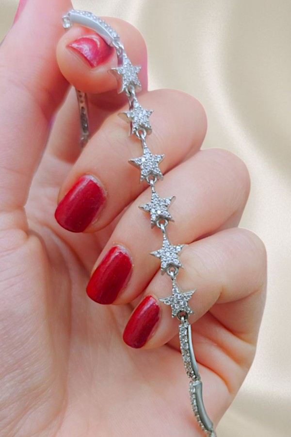 Yıldız Motif Gümüş Bileklik