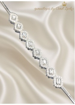 Baget Kesim Laboratuvar Pırlantası Taşlı Yarım Suyolu Gümüş Bileklik