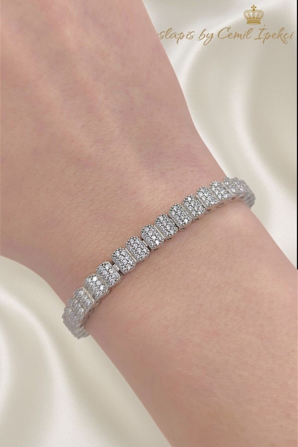 Asansörlü Yarım Suyolu Gümüş Bileklik