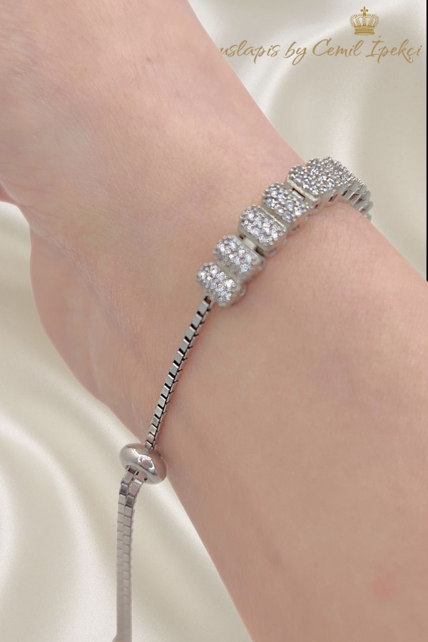 Asansörlü Yarım Suyolu Gümüş Bileklik