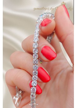 Laboratuvar Pırlantası Taşlı Suyolu Gümüş Bileklik 