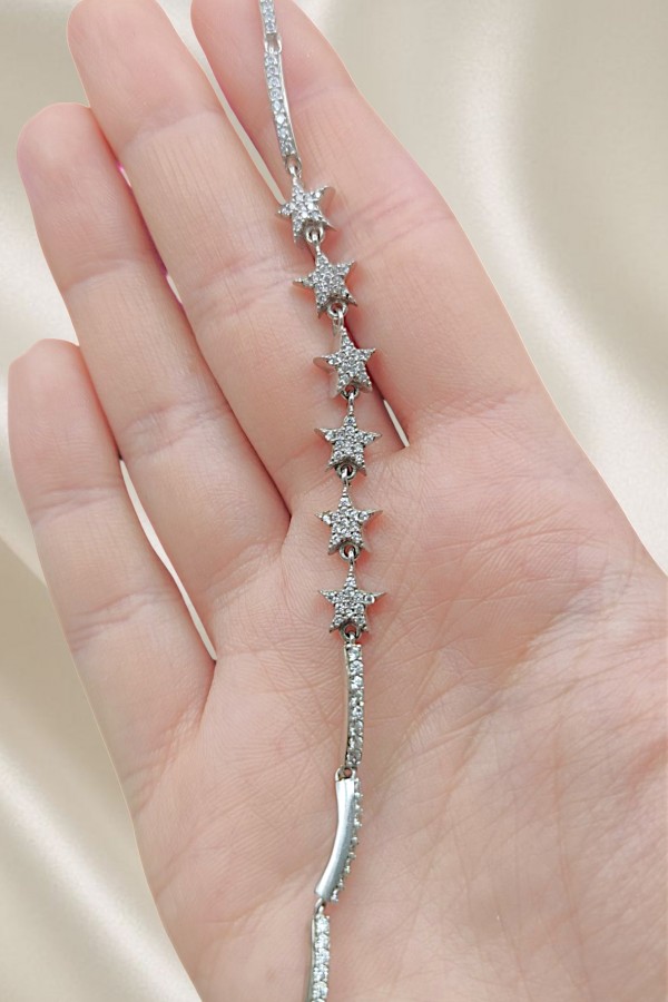 Yıldız Motif Gümüş Bileklik