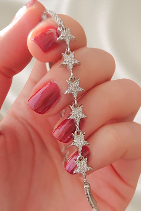 Yıldız Motif Gümüş Bileklik