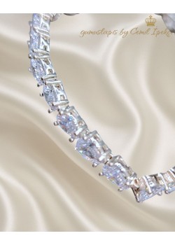 Laboratuvar Pırlantası Taşlı İri Damla Gümüş Bileklik