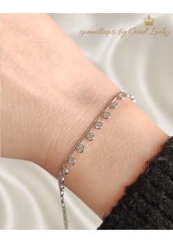 Nokta Taşlarla Süslü Gümüş Dizi Bileklik 