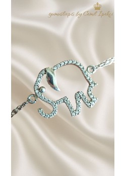 Fil Motif Gümüş Bileklik 