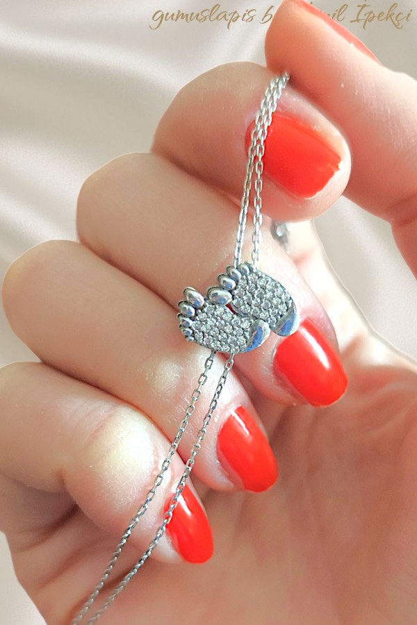 Bebek Ayağı Motif Gümüş Bileklik 