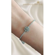 Baget Taşlı Çiçek Motif Gümüş Suyolu Bileklik