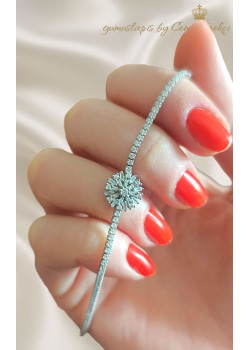 Baget Taşlı Çiçek Motif Gümüş Suyolu Bileklik