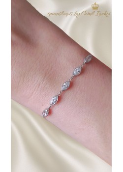 Damla Taş Motif Dorikalı Gümüş Bileklik 