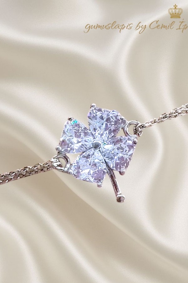 Yonca Motif Gümüş Bileklik 