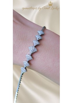 Yelpaze Motif Yarım Suyolu Gümüş Bileklik