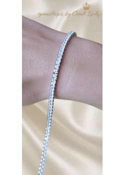 İçe Gömülü Kare Motif Gümüş Suyolu Bileklik