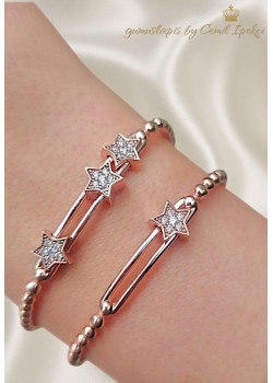 Tekli Yıldız Motif Lastikli Gümüş Bileklik