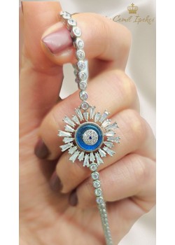 Camgöz Güneş Motif Gümüş Suyolu Bileklik