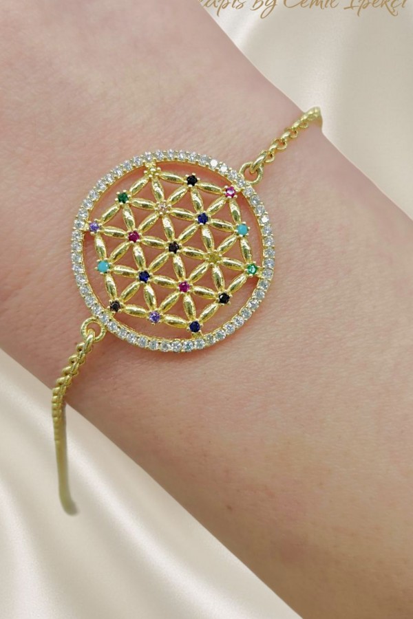 Yaşam Çiçeği Gümüş Bileklik 