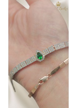 Peridot Taşlı Gümüş Yarım Suyolu Bileklik Serisi 