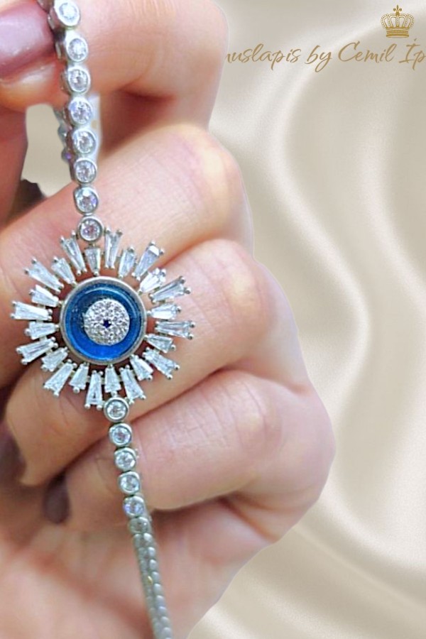 Camgöz Güneş Motif Gümüş Suyolu Bileklik