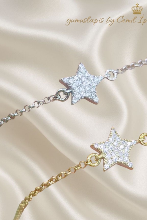 Yıldız Motif Gümüş Bileklik Serisi