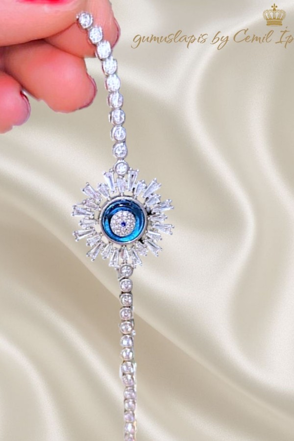 Camgöz Güneş Motif Gümüş Suyolu Bileklik